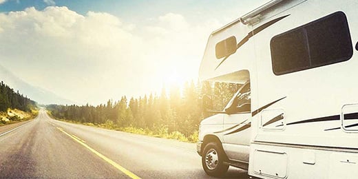 RV driving down the road