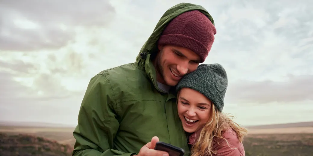 Couple walking outdoors